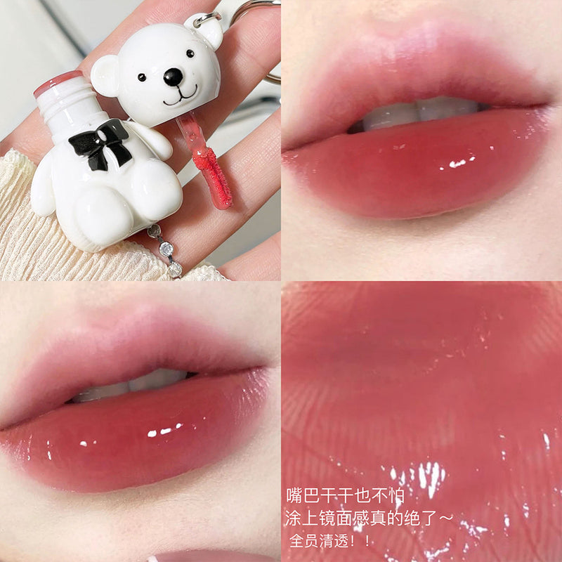 Velvet Lip Glaze Cute Bear Pendant