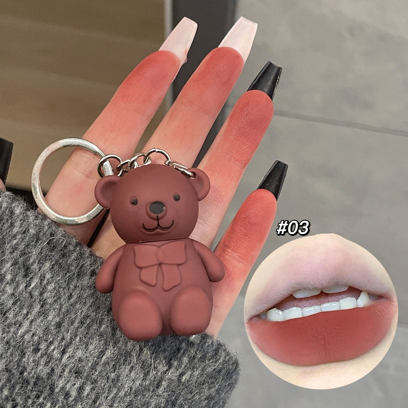 Velvet Lip Glaze Cute Bear Pendant