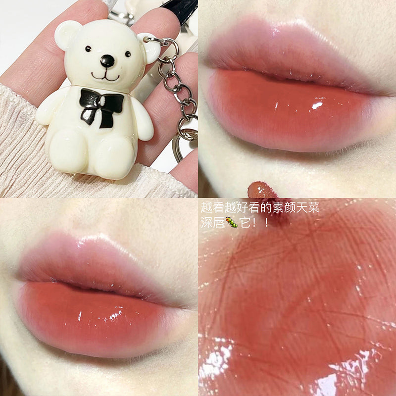 Velvet Lip Glaze Cute Bear Pendant