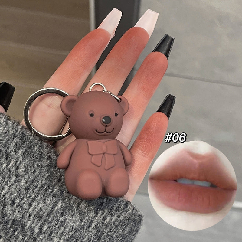 Velvet Lip Glaze Cute Bear Pendant