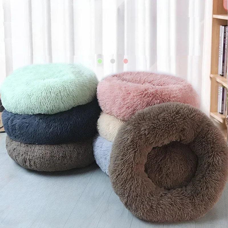 Cama Redonda de Pelúcia para Cães e Gatos