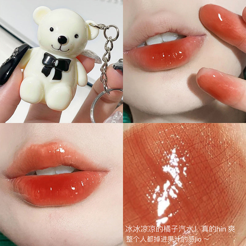 Velvet Lip Glaze Cute Bear Pendant